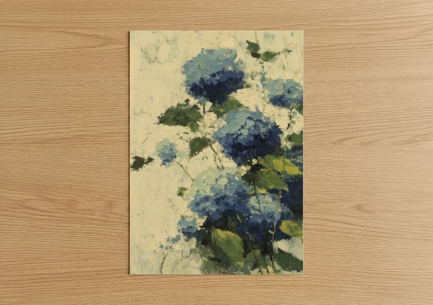 Blue Hydrangea Floral Oil Painting Wall Art
