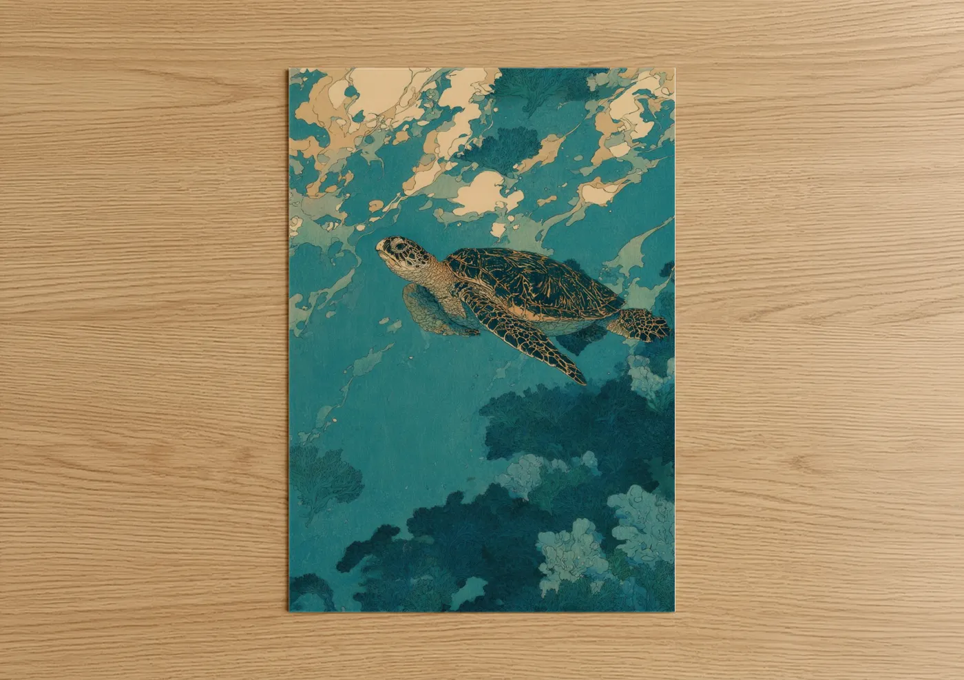 Sea Turtle Aerial View Ocean Wall Art