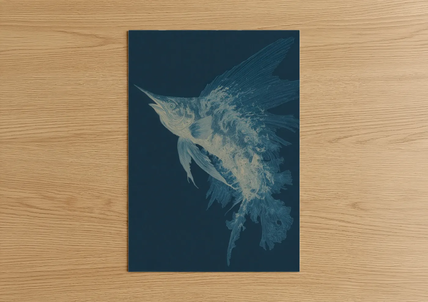 Azure Sailfish Watercolor Ocean Art Wall Art