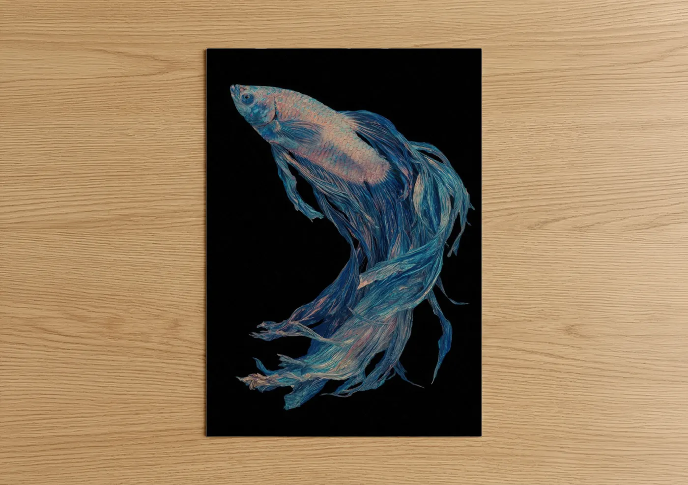 Azure Betta Fish Flowing Fins Wall Art