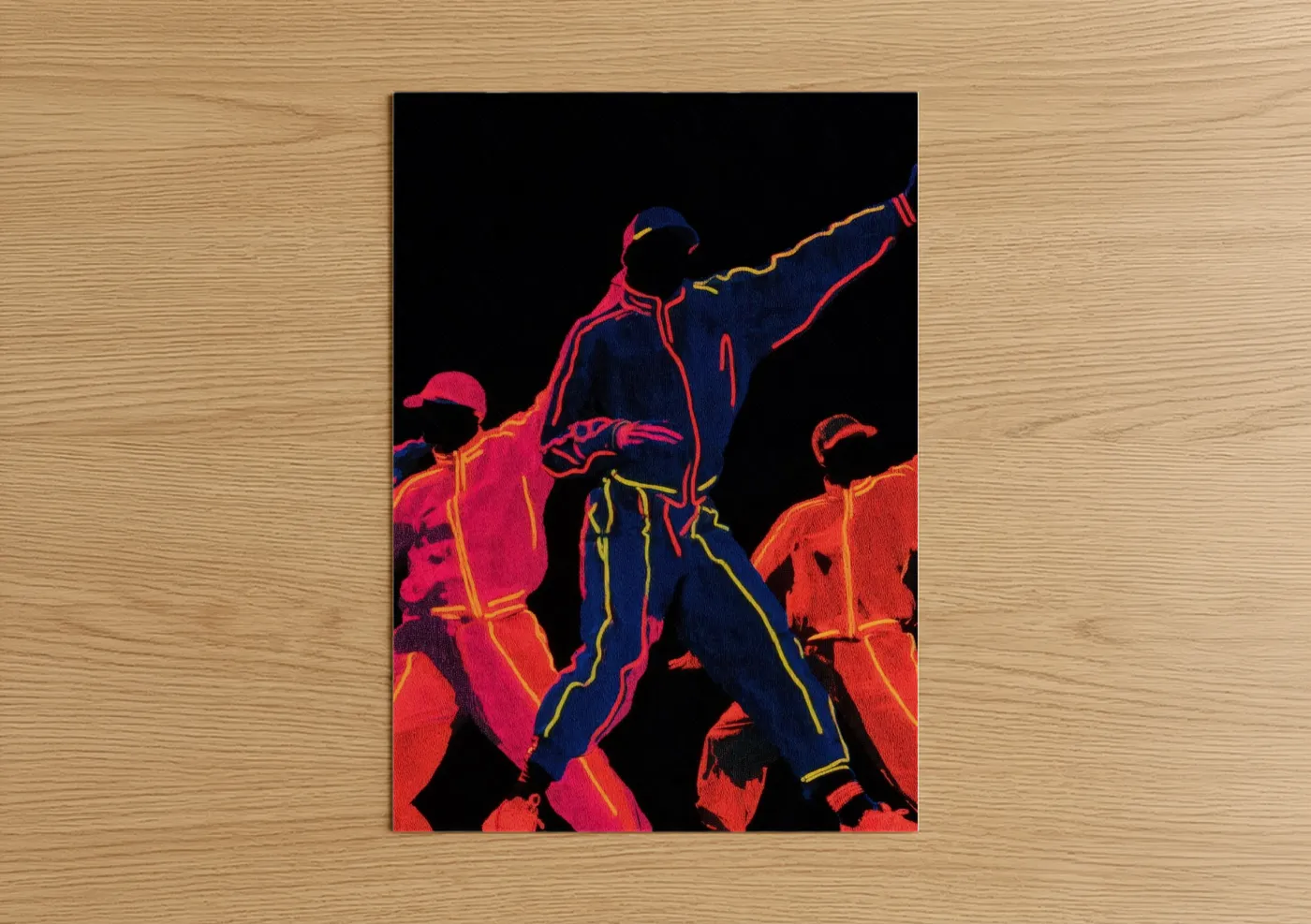 Neon Swing Dancers Dynamic Movement Wall Art