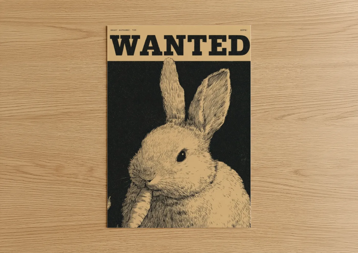 Wanted Rabbit Easter Vintage Poster Wall Art