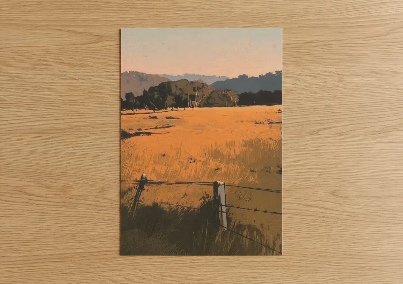 Golden Field Sunset Rural Landscape Wall Art