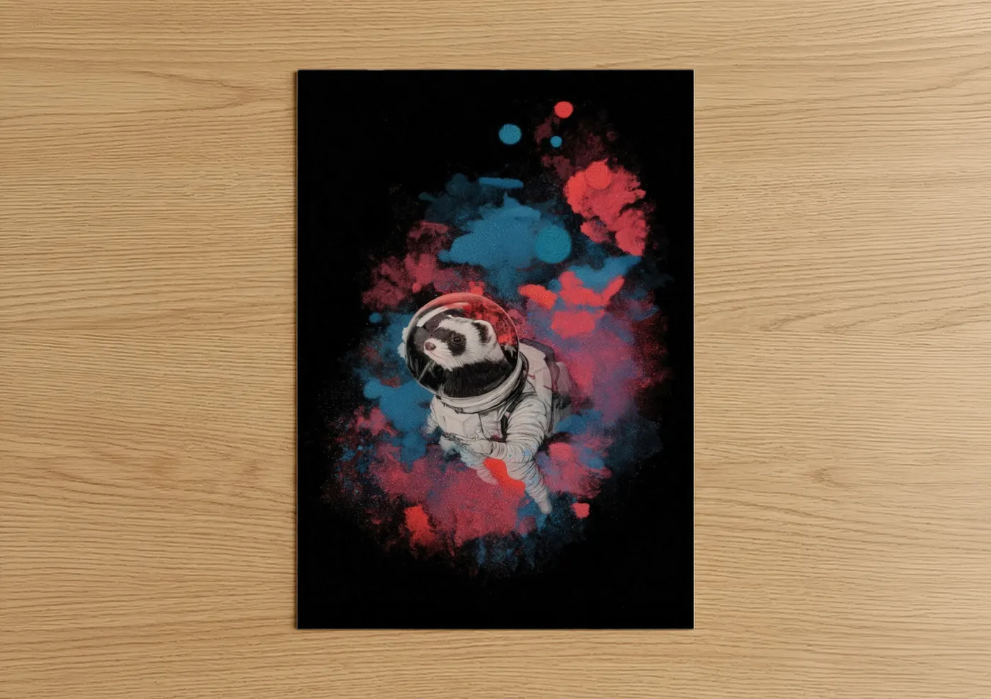 Cosmic Ferret Astronaut Space Wall Art