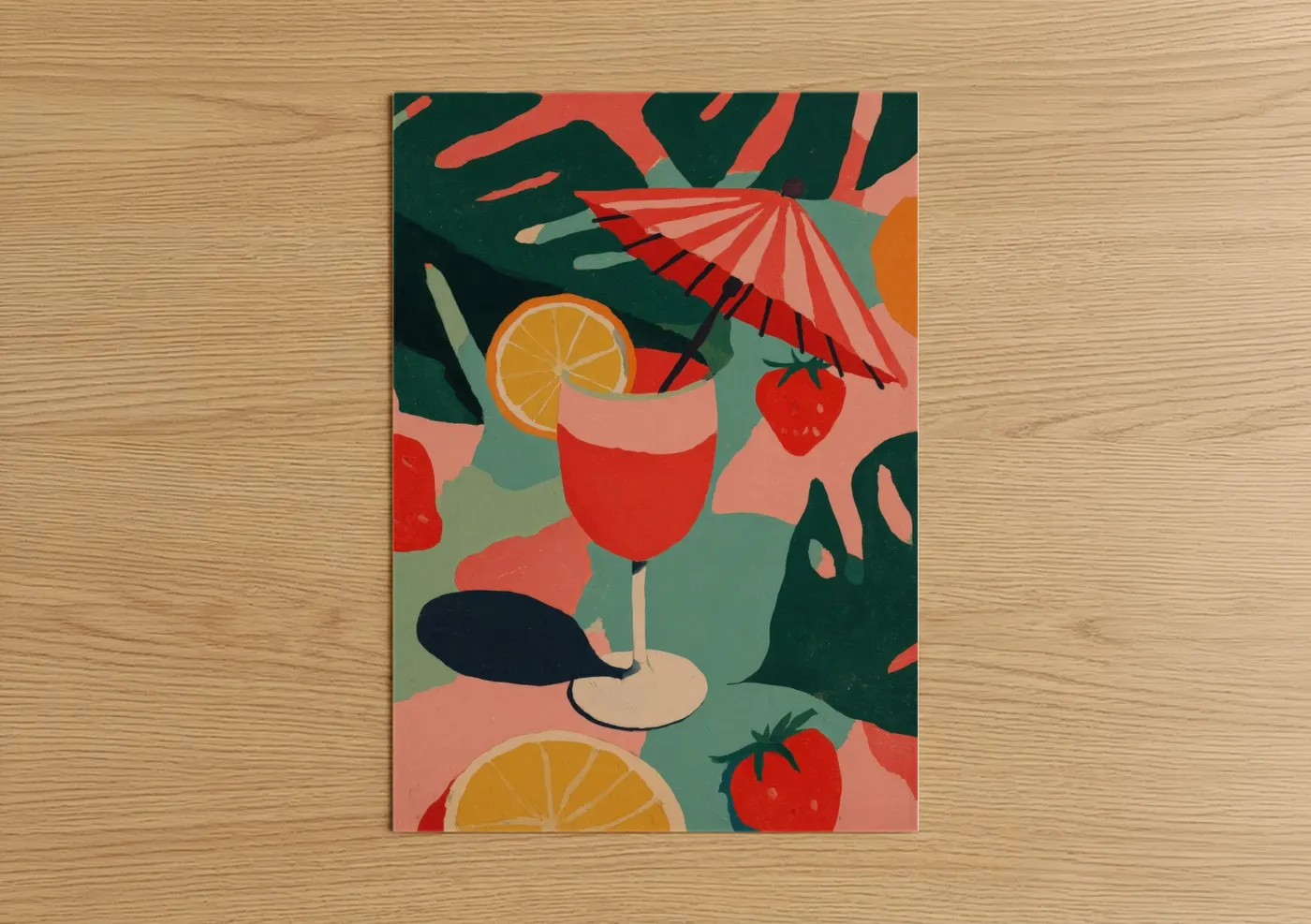 Tropical Cocktail with Umbrella Art Wall Art