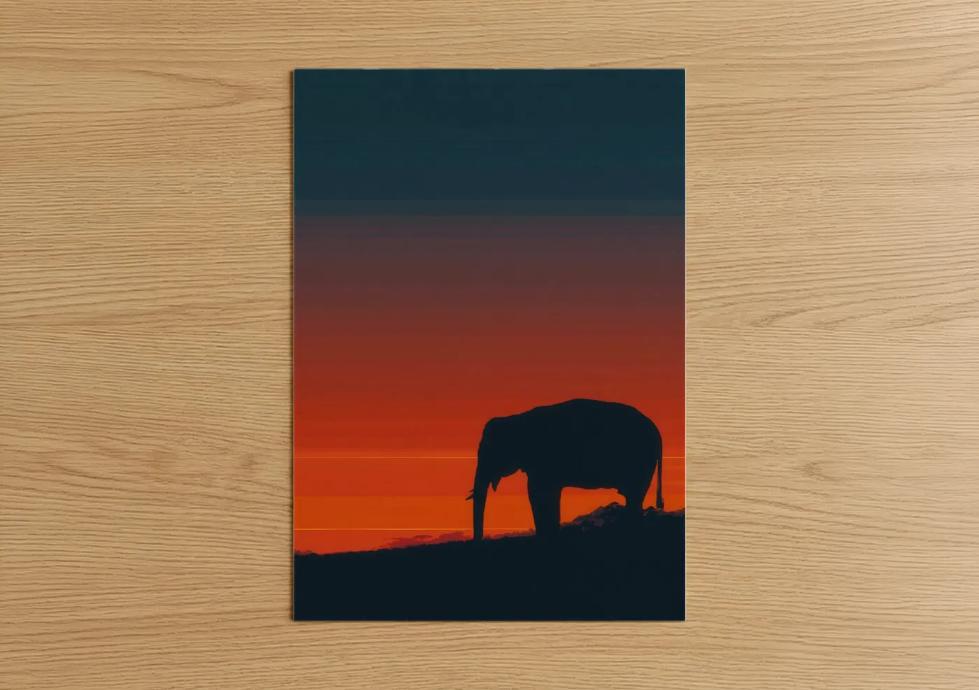 Asian Elephant Sunset Silhouette Wall Art