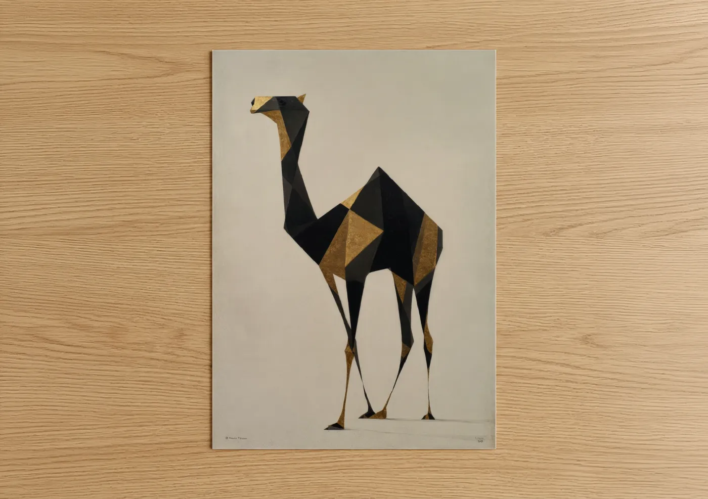 Golden Camel Geometric Wall Art