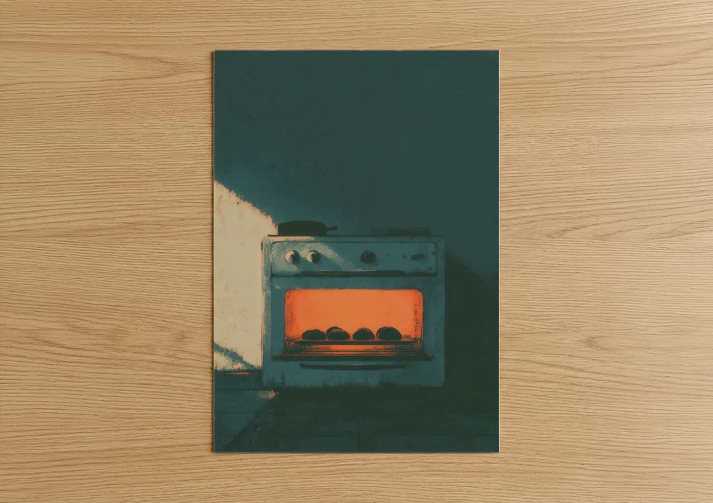 Vintage Oven With Glowing Fire Wall Art