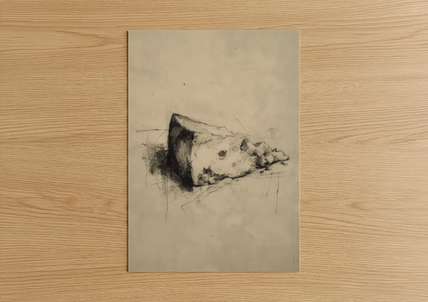 Hand-Drawn Cheese Sketch Fine Wall Art