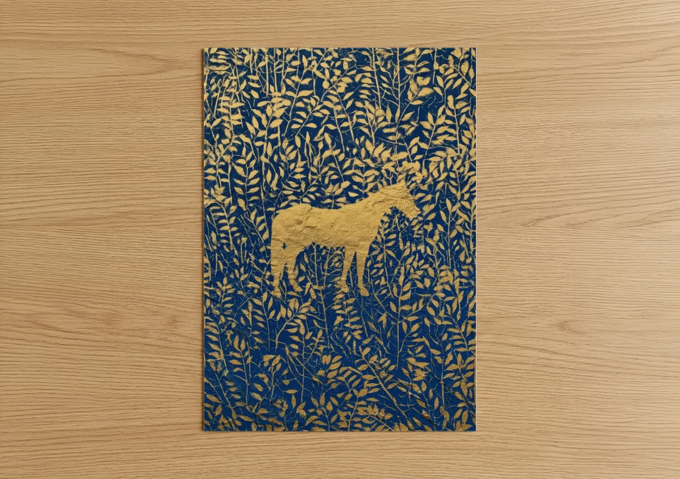 Golden Miniature Horse Botanical Wall Art