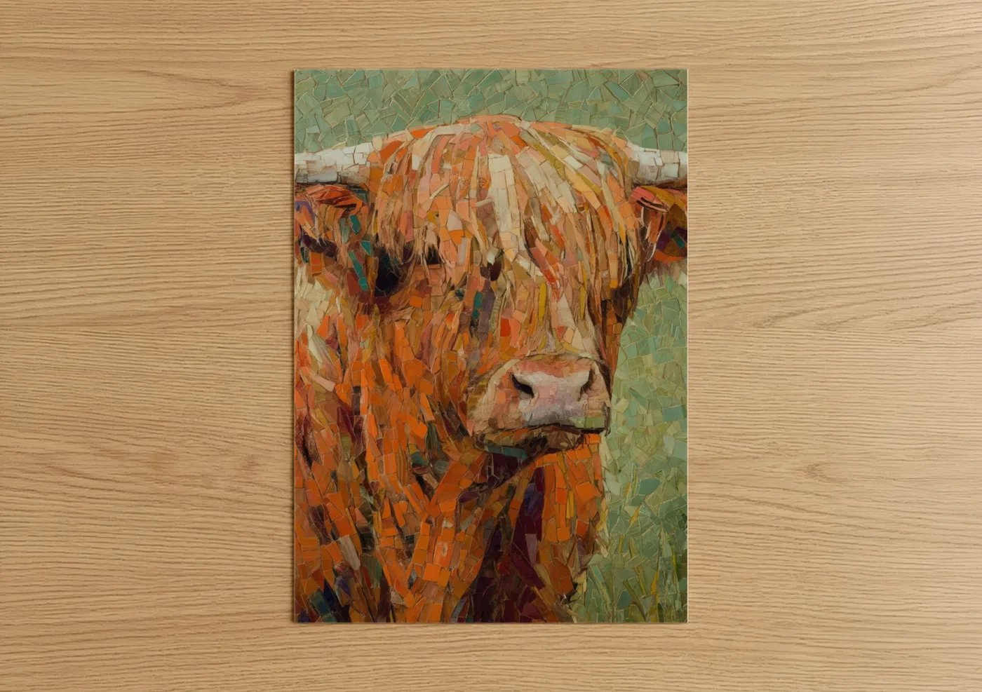 Russet Highland Cow Abstract Mosaic Wall Art