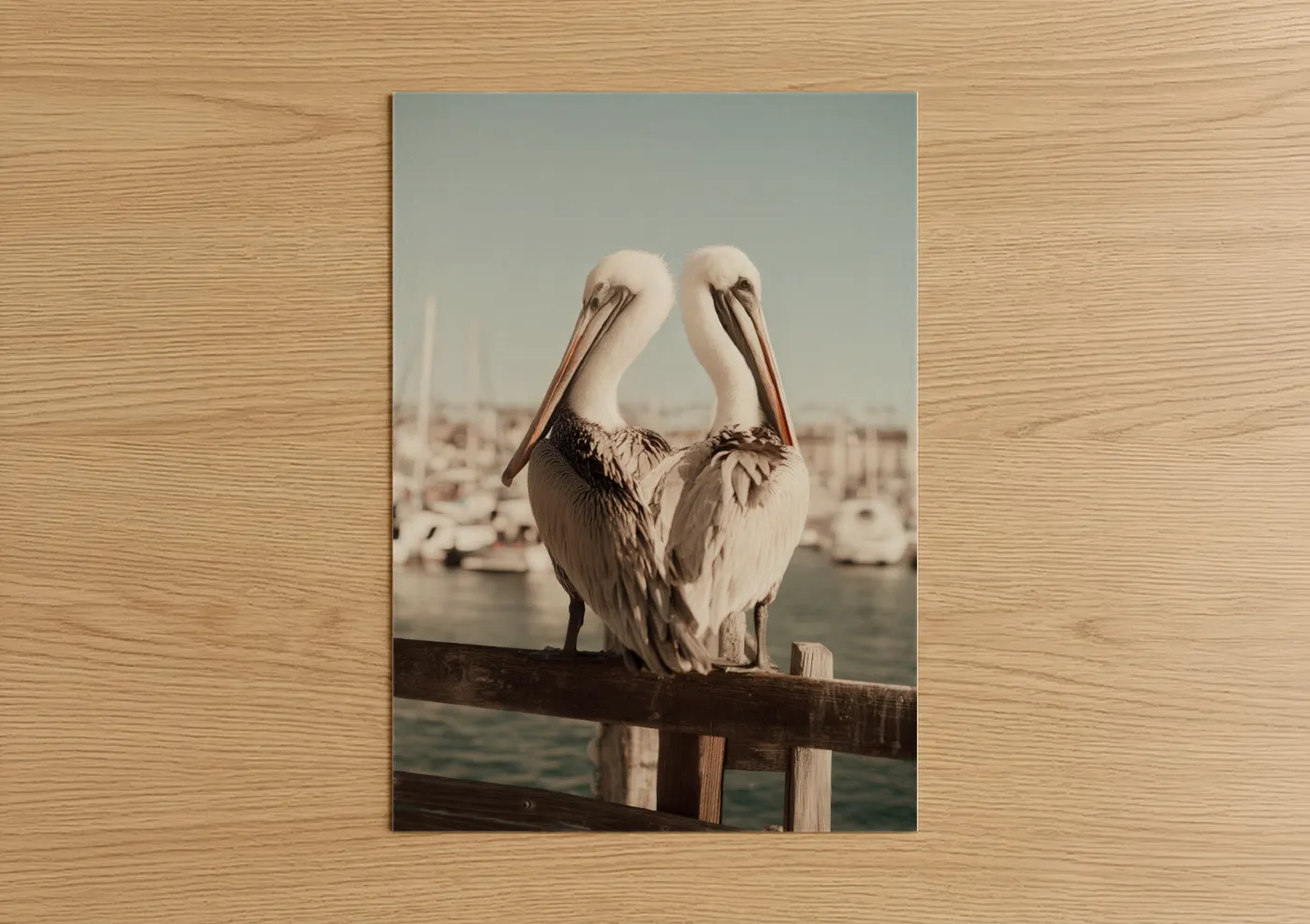 White Pelicans Harbor Coastal Wildlife Wall Art