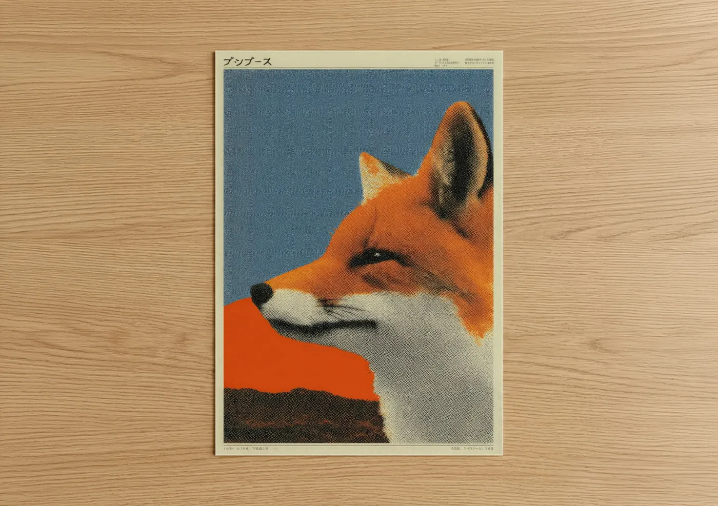 Orange Fox Y2K Japanese Retro Wall Art