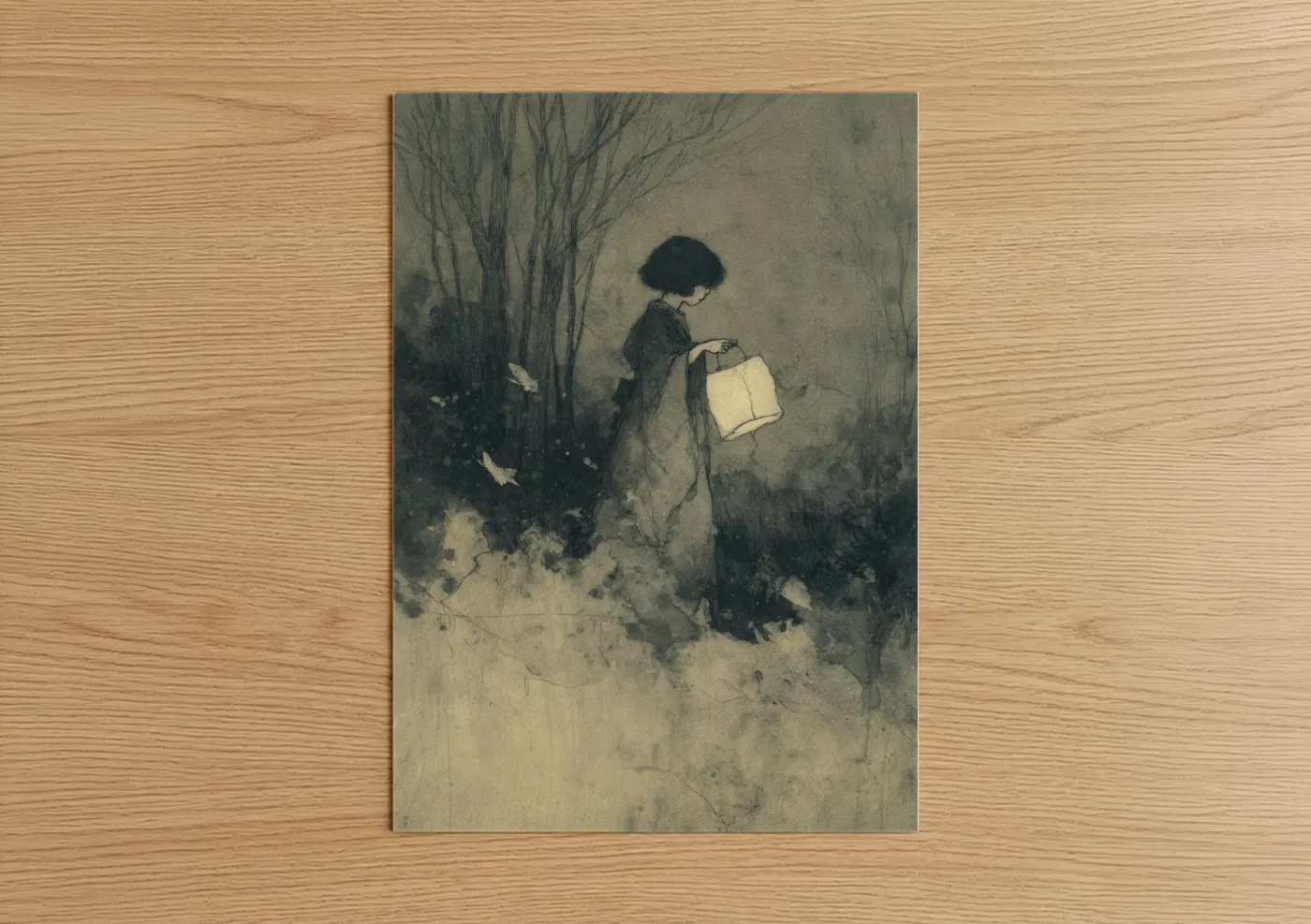 Solitary Ghost Ethereal Watercolor Wall Art