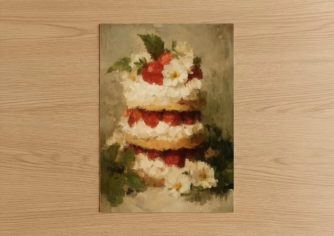 Floral Wedding Cake with Red Roses Wall Art