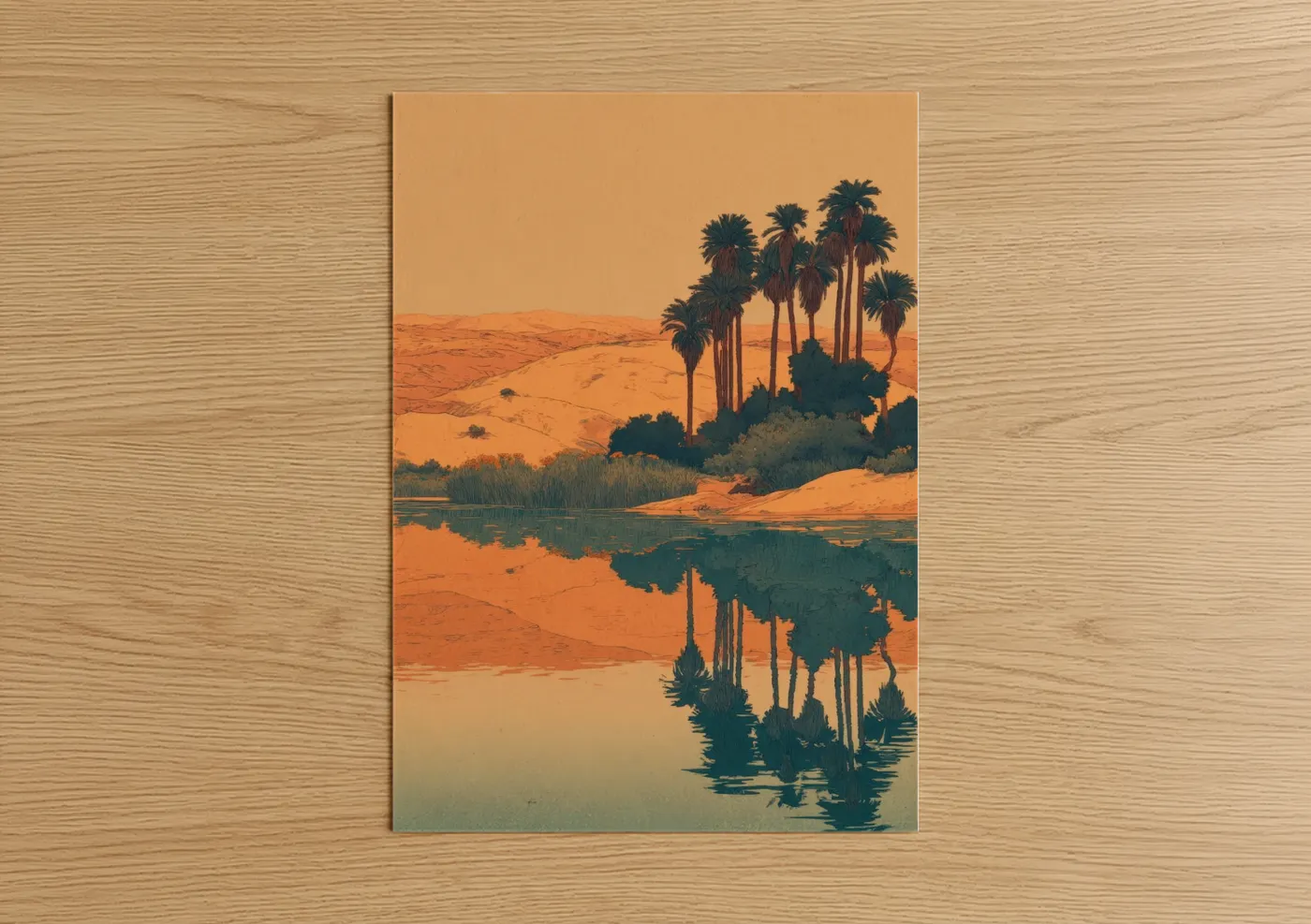 Desert Oasis Reflection Sunset Wall Art