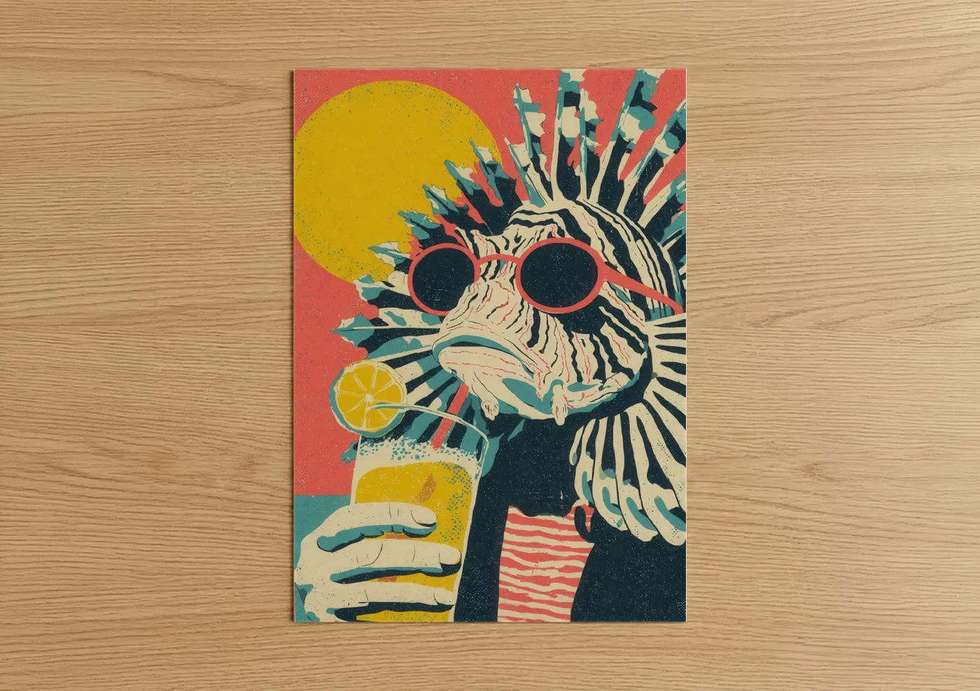 Groovy Lionfish Retro Pop Wall Art