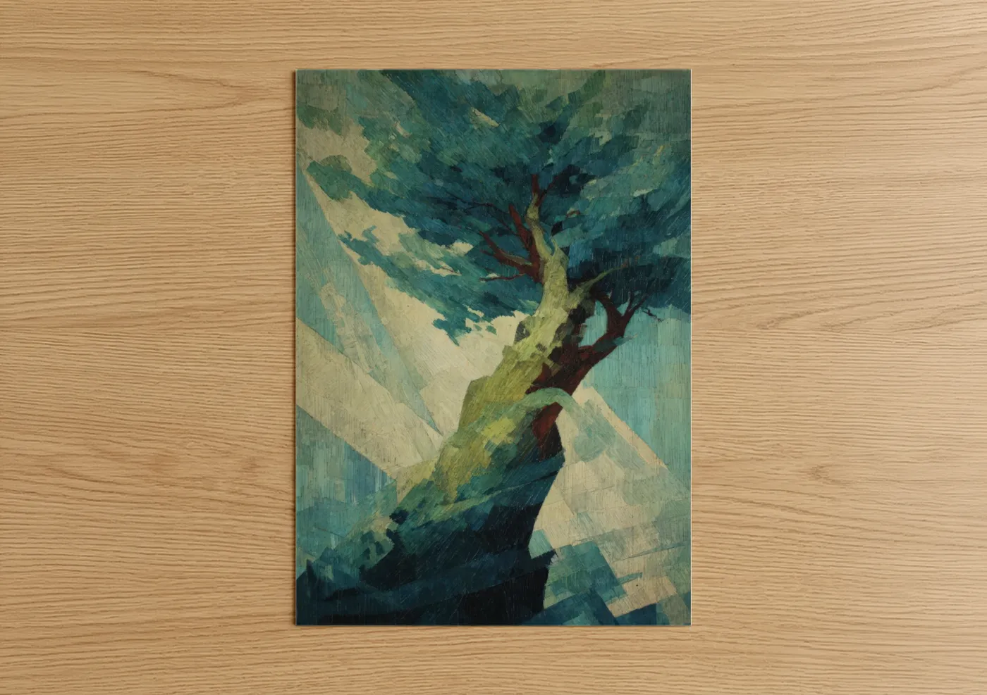 Verdant Cedar Tree Expressionist Wall Art