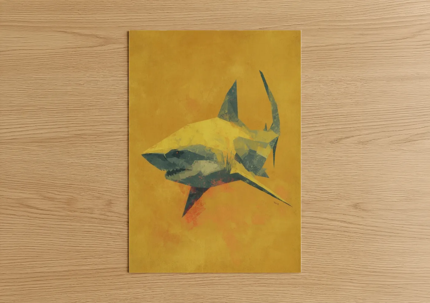 Golden Lemon Shark Minimalist Wall Art