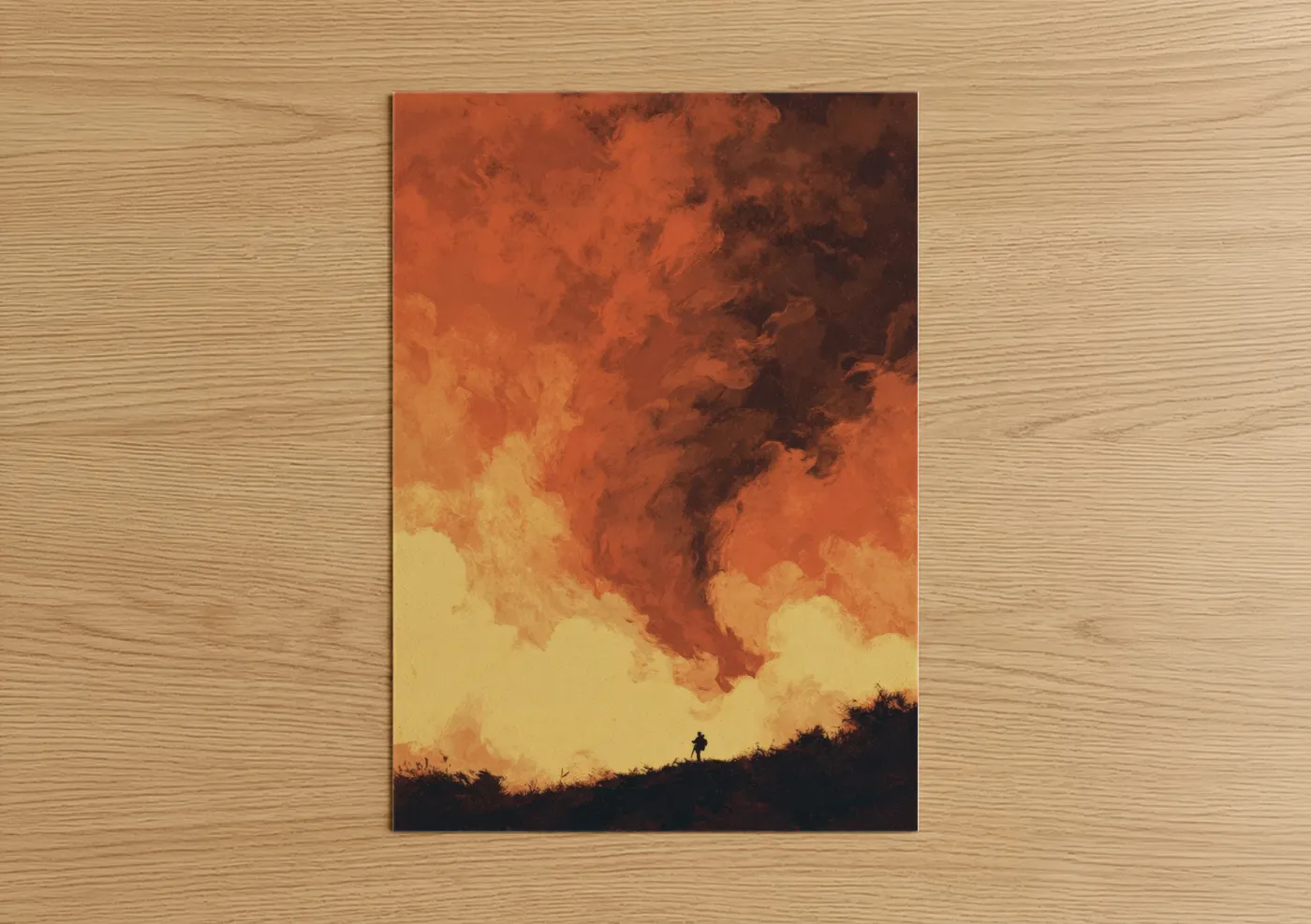 Fiery Tornado Silhouette Storm Wall Art