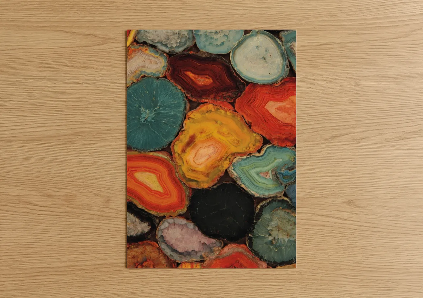 Colorful Agate Geode Stone Cross Sections Wall Art