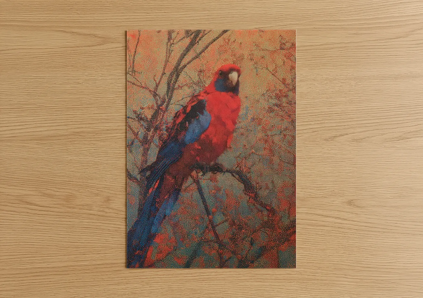 Scarlet Macaw Portrait Pointillist Wall Art