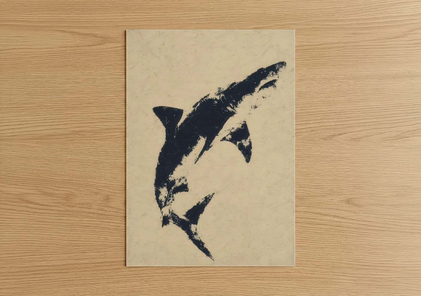 Bull Shark Diving Minimalist Wall Art