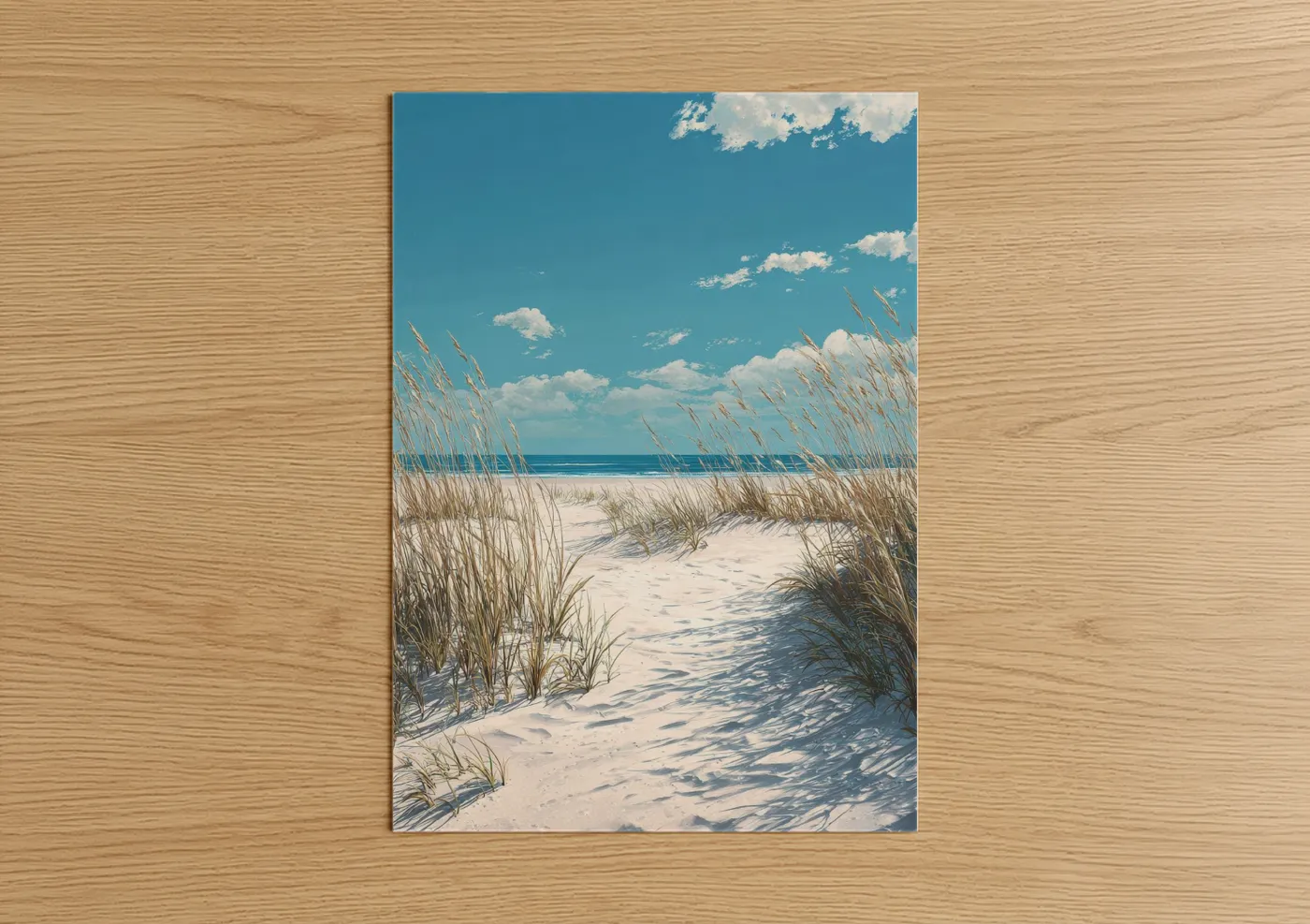 Sandy Beach with Dune Grass Ocean View Wall Art