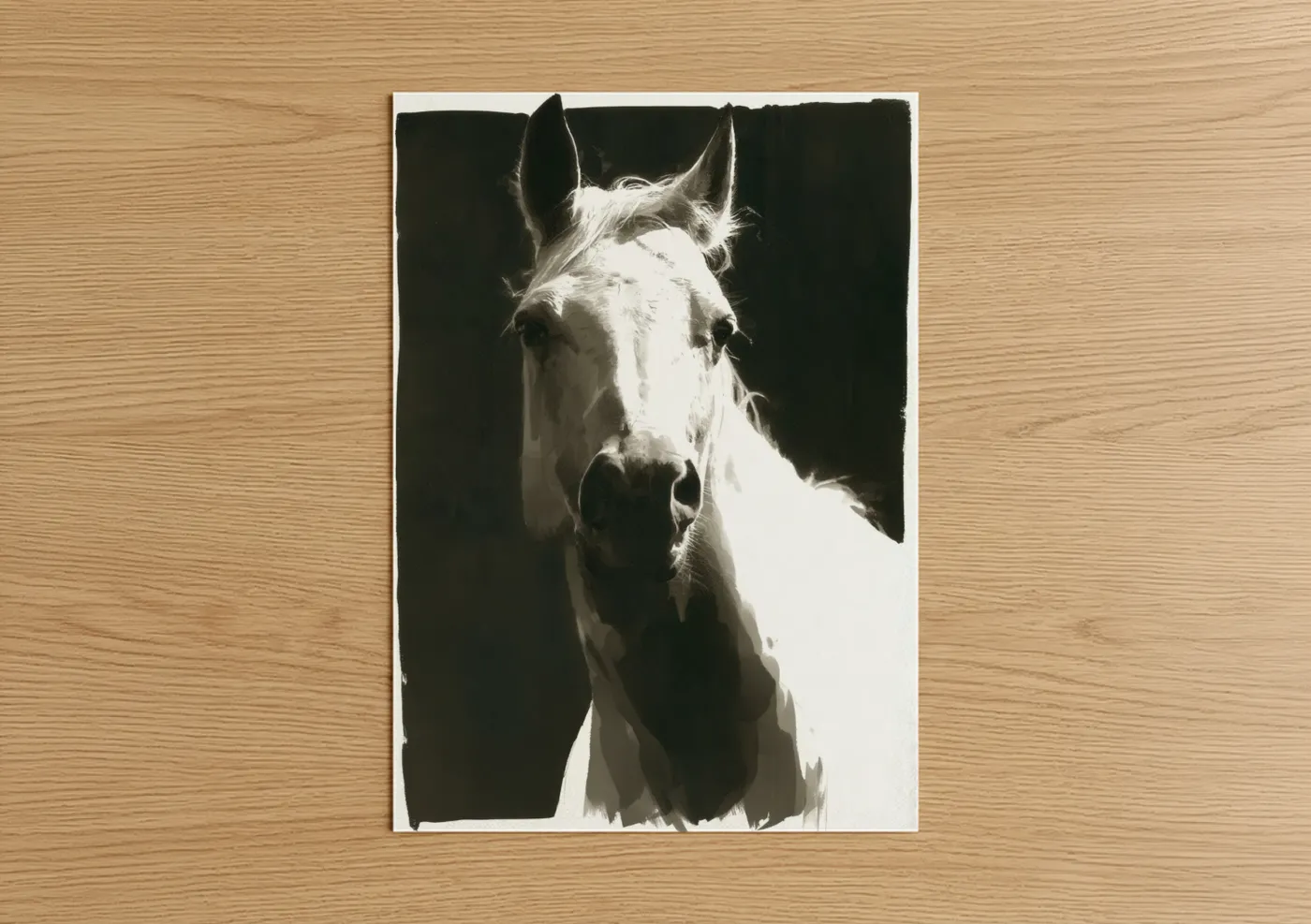 Pearl White Thoroughbred Horse Portrait Wall Art