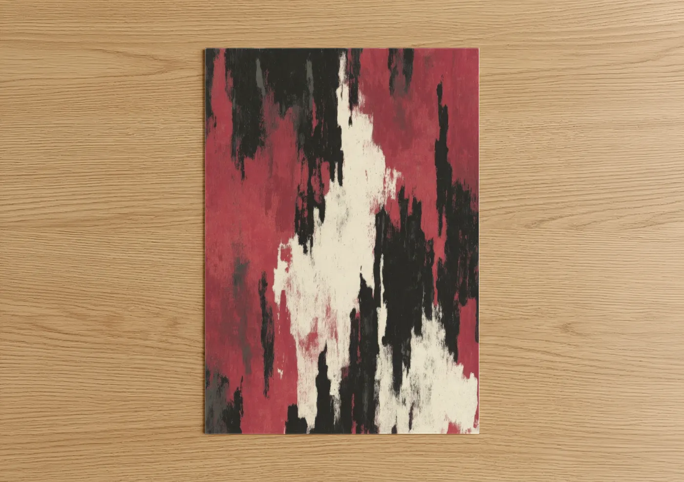 Crimson Contrast Abstract Expressionism Wall Art
