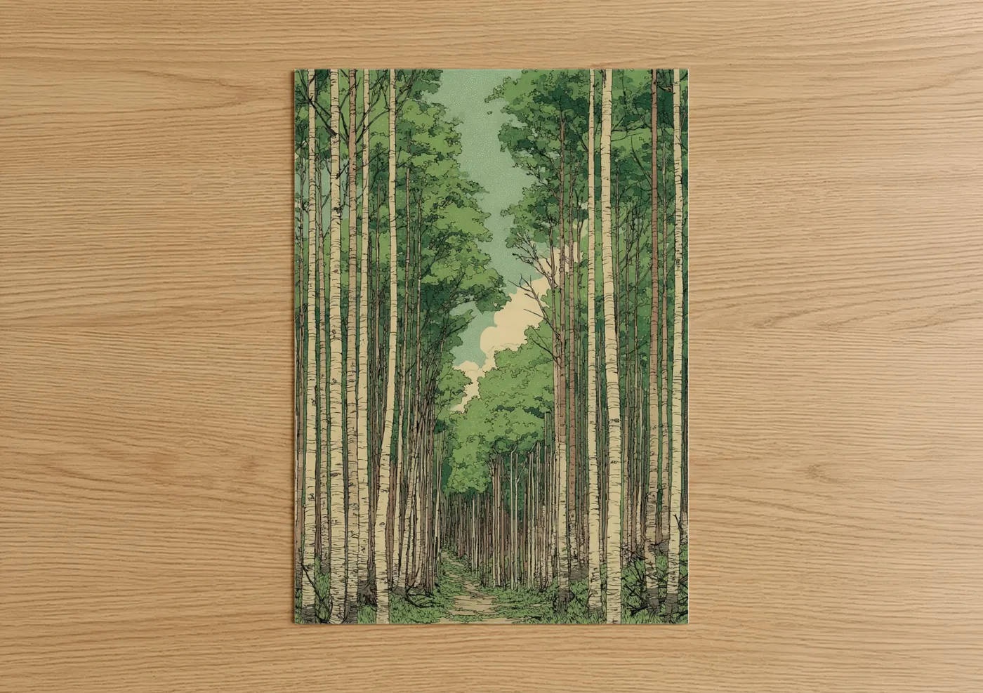 Aspen Forest Path Woodblock Wall Art