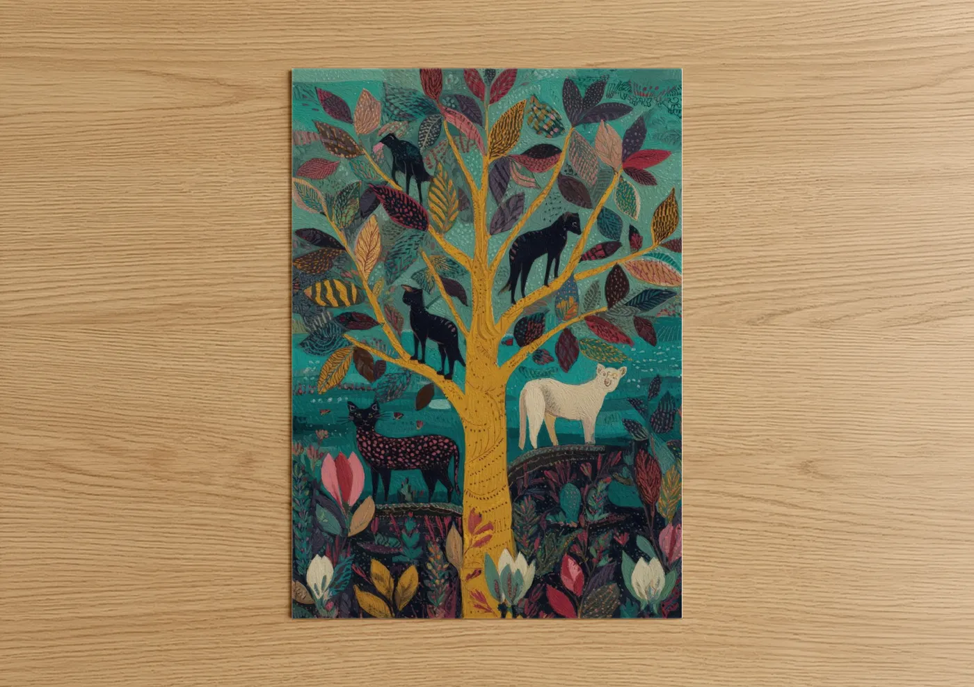 Sanctuary Banyan Tree with Animals Wall Art