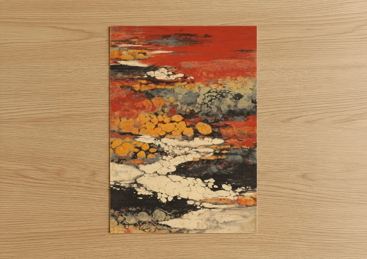 Crimson Volcano Flow Abstract Wall Art