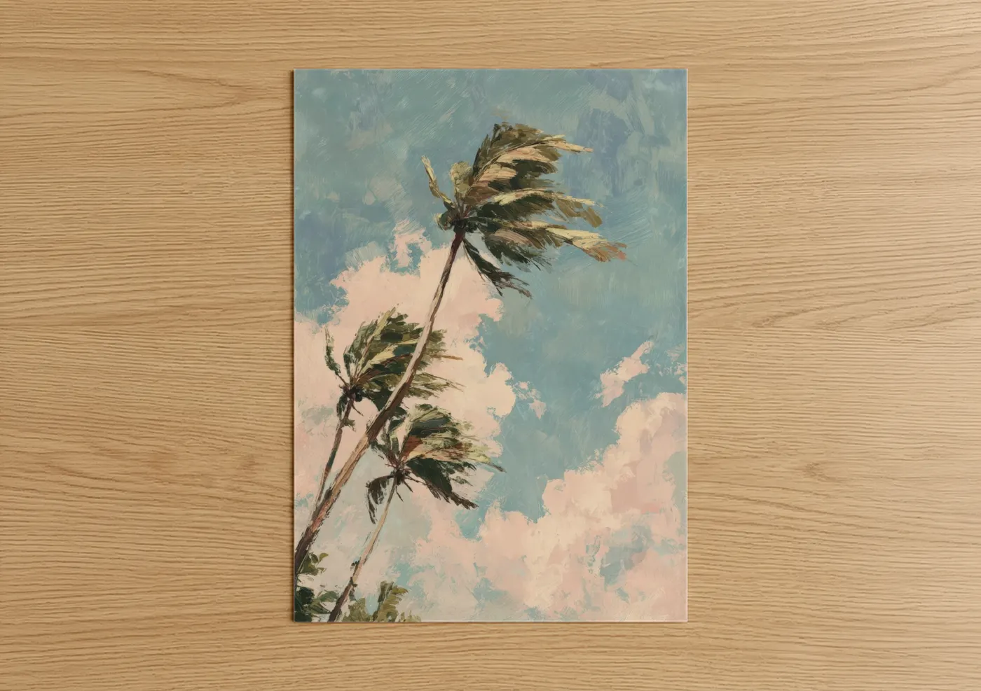 Windswept Palm Trees Impressionist Sky Wall Art