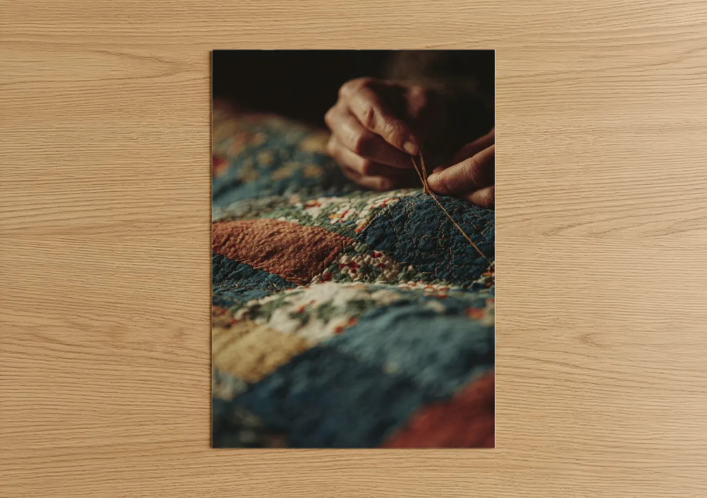 Hands Crafting Textile Art Close-Up Wall Art