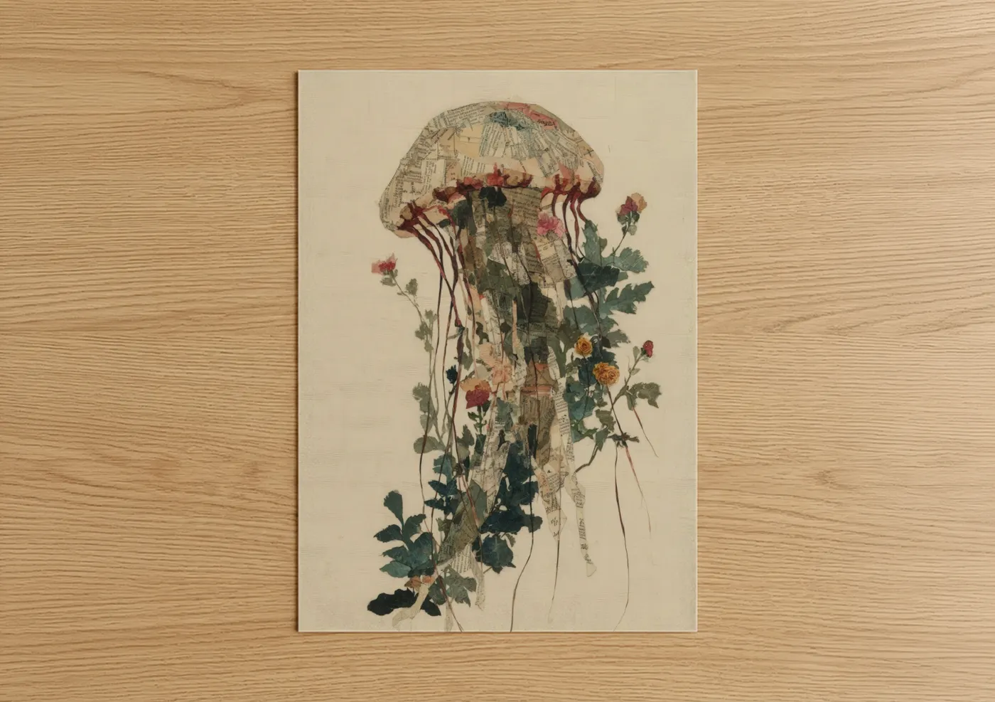 Botanical Jellyfish Collage Wall Art