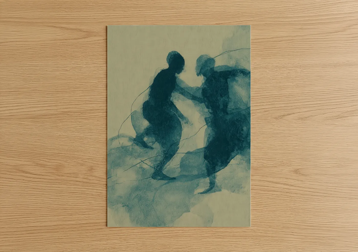 Dynamic Capoeira Dancers Watercolor Wall Art
