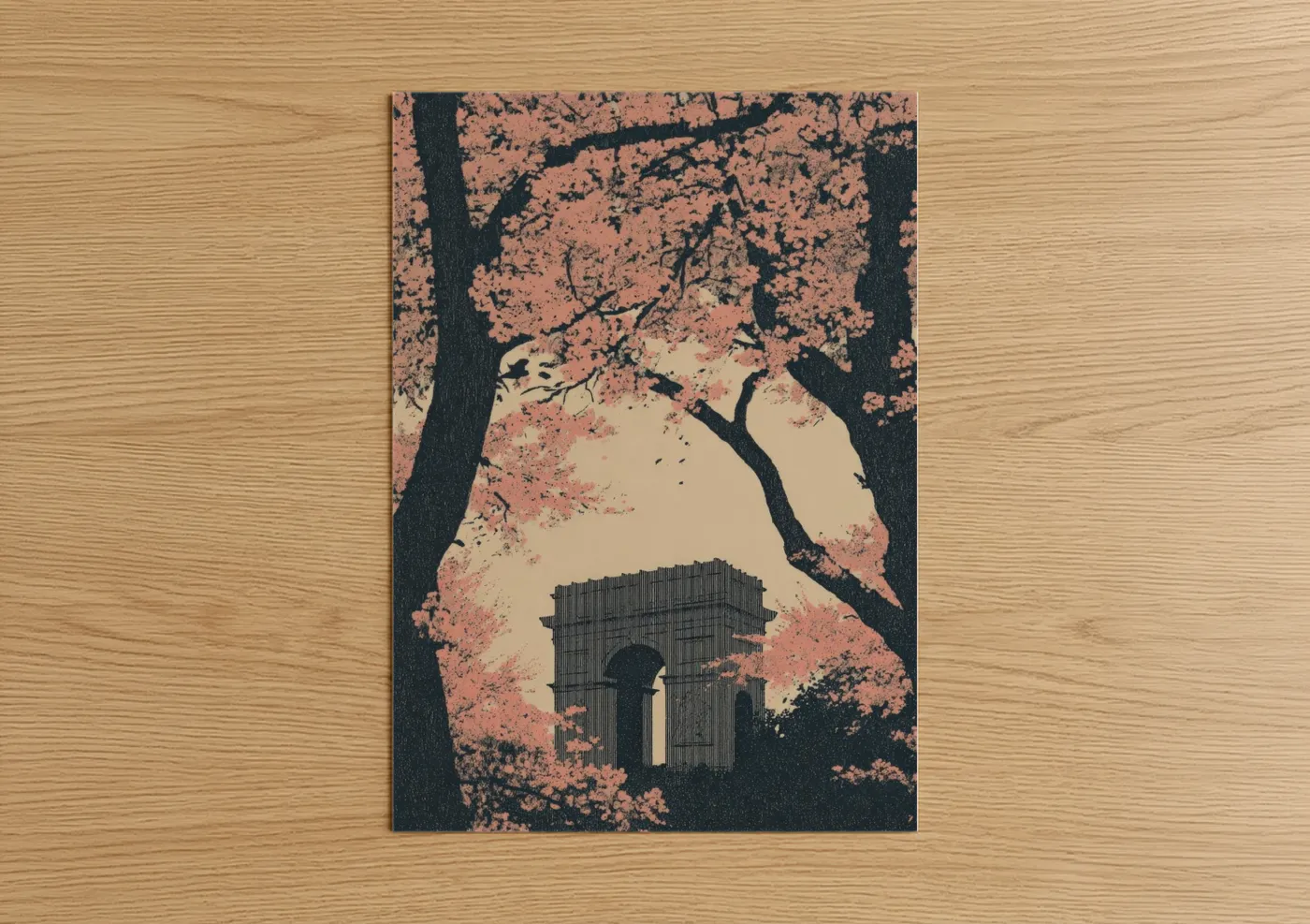 Arc de Triomphe Cherry Blossoms Wall Art