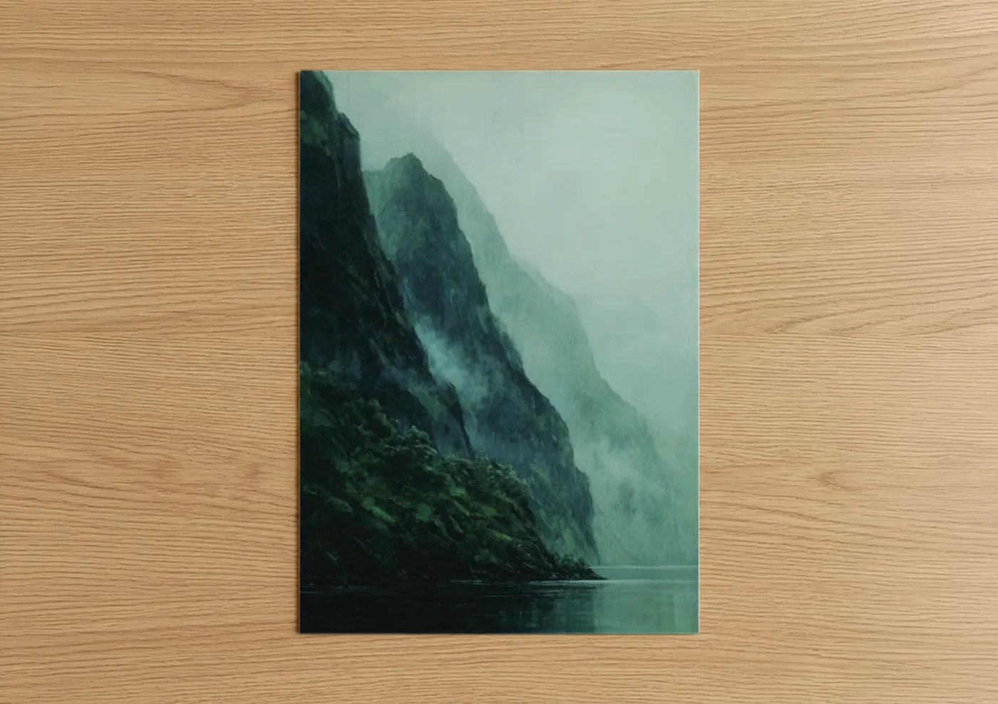 Misty Cliff Lake Serenity Wall Art