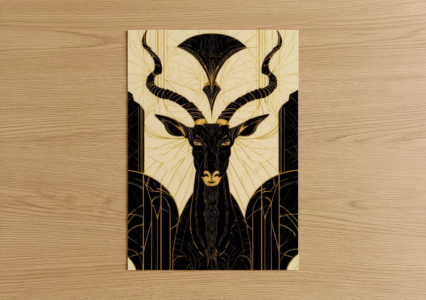 Golden Antelope Art Deco Geometric Print Wall Art