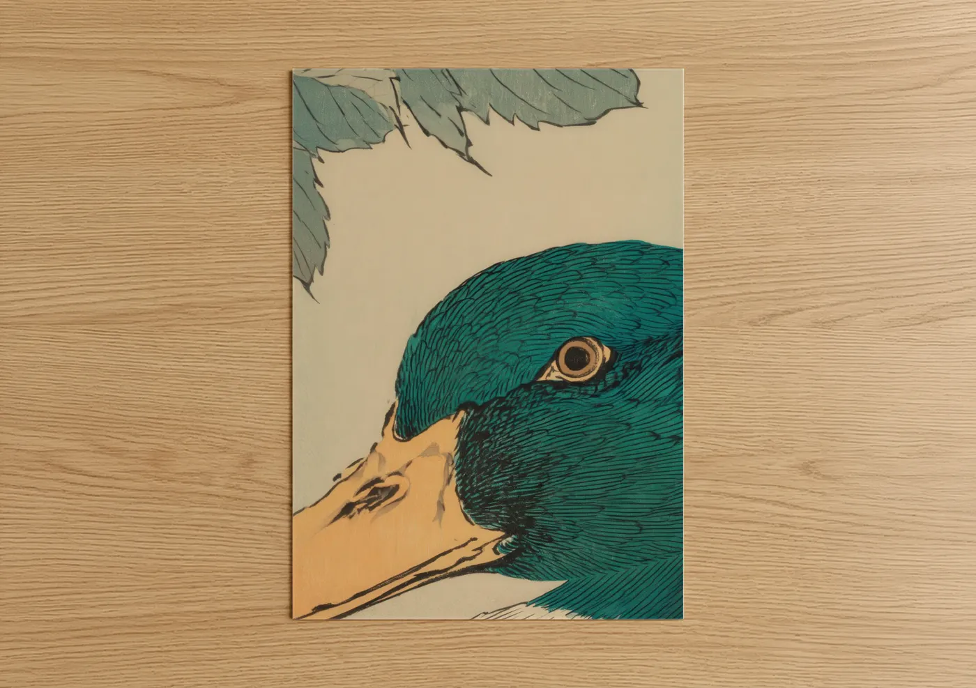 Teal Duck Profile Illustration Wall Art