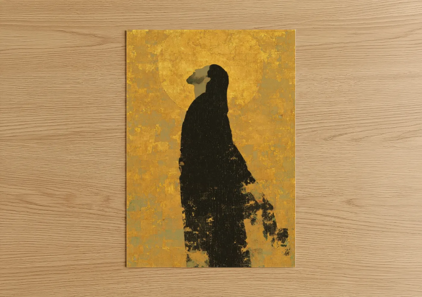 Contemplative Christ Golden Silhouette Wall Art