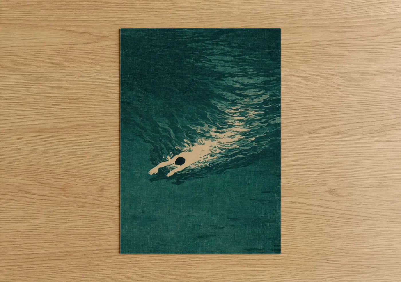 Minimalist Swimmer Aerial View Wall Art