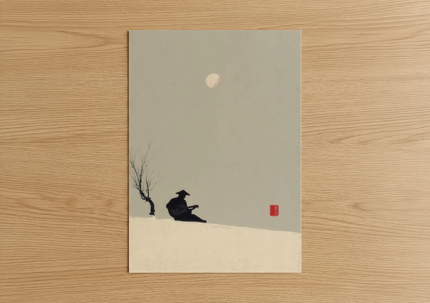 Solitary Blues Musician Winter Landscape Wall Art