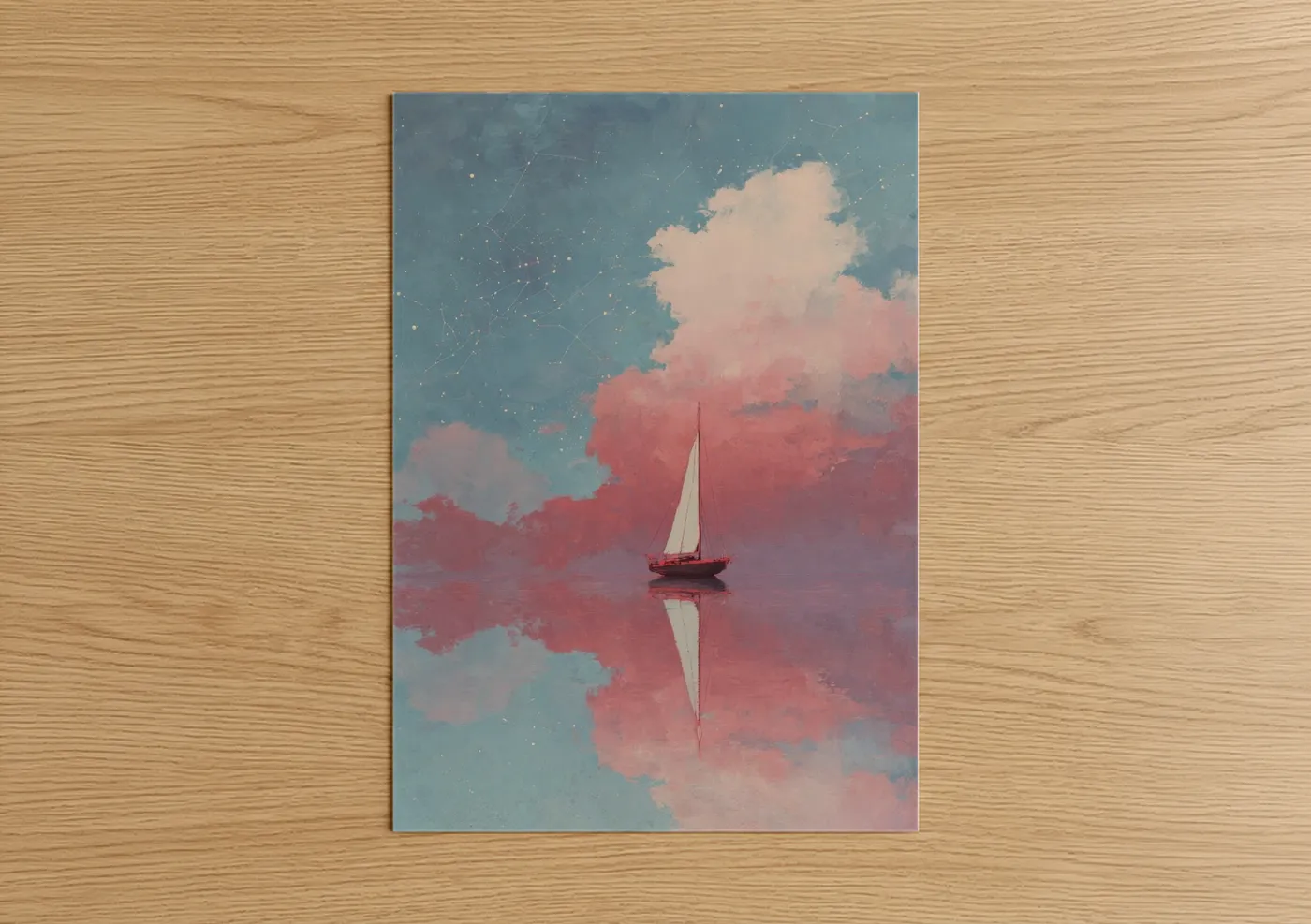 Starlit Sailboat Dreamy Sky Wall Art