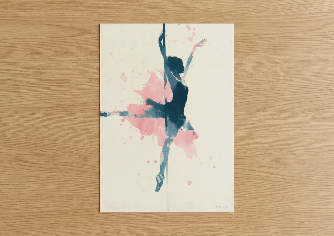 Graceful Leap Pole Dancer Watercolor Wall Art
