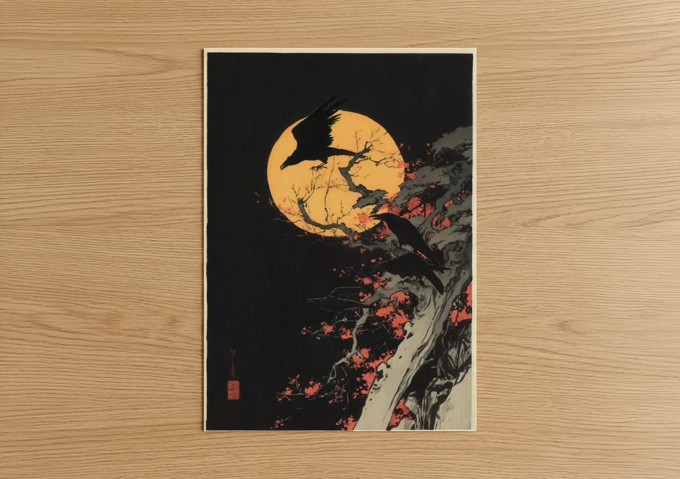 Crows and Ravens Moonlit Night Wall Art