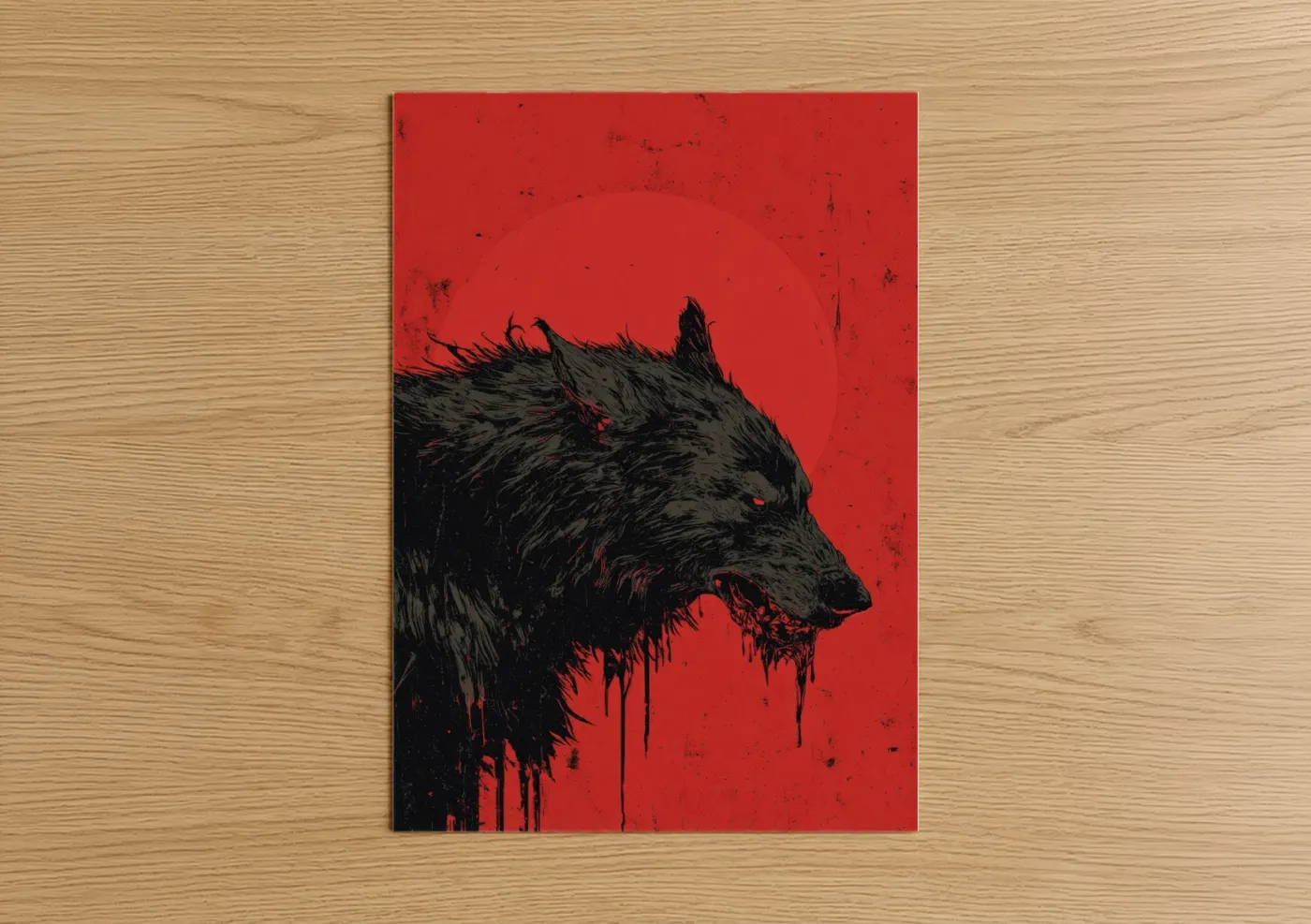 Crimson Werewolf Dark Fantasy Wall Art