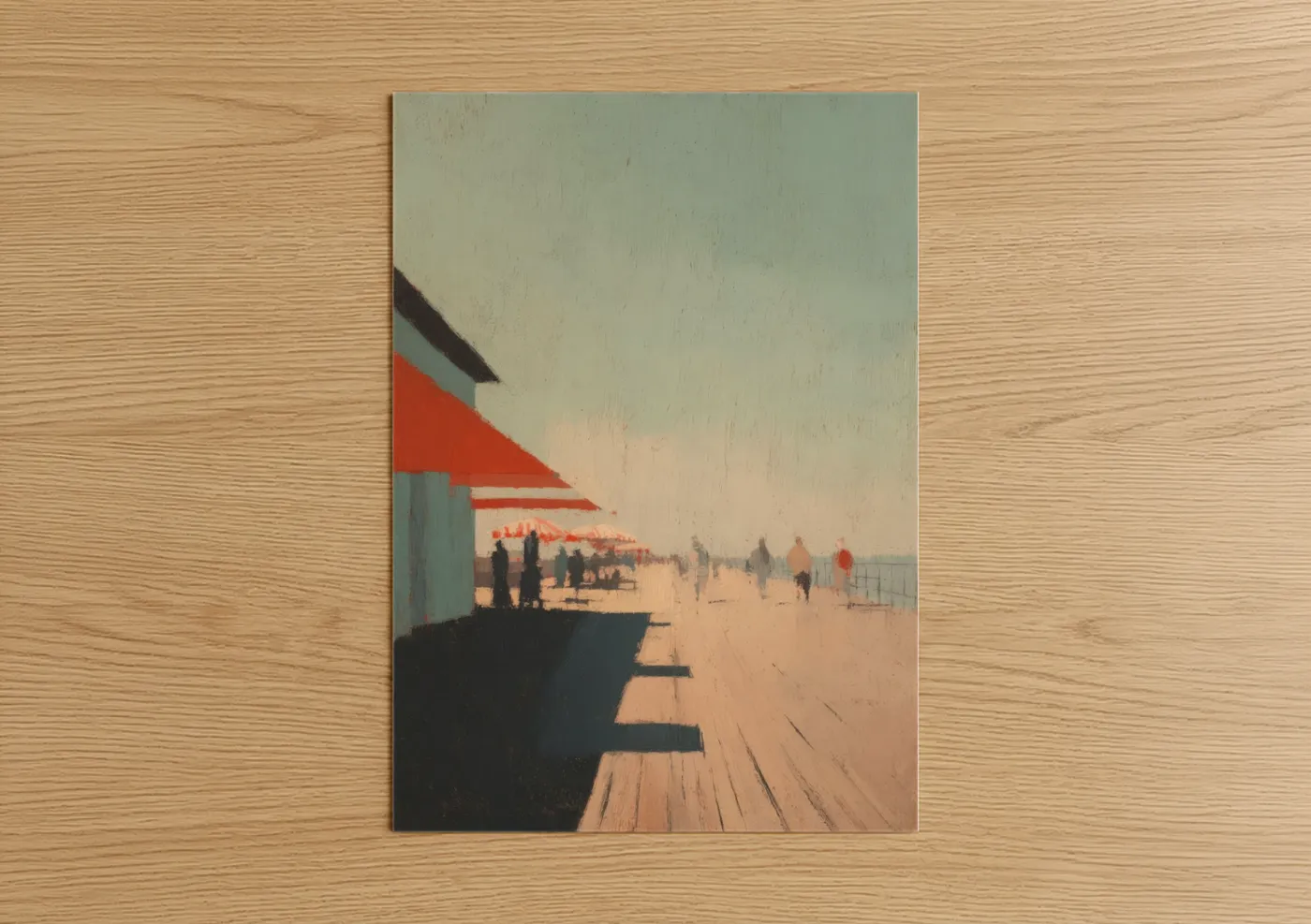 Vintage Seaside Promenade Dock Scene Wall Art