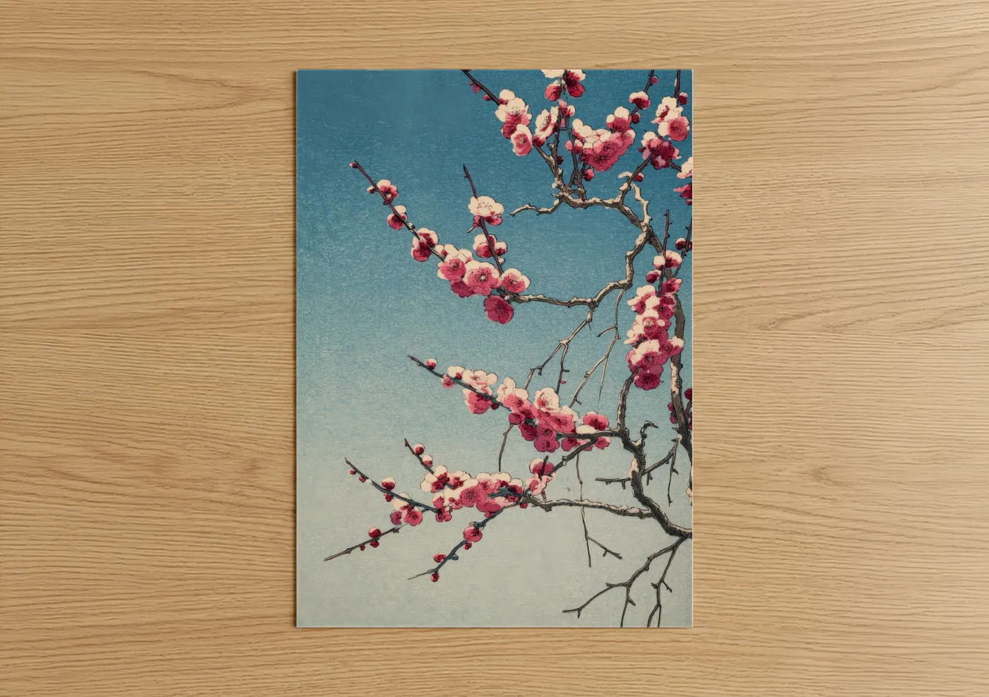 Cherry Blossom Art Print Blue Sky Wall Art